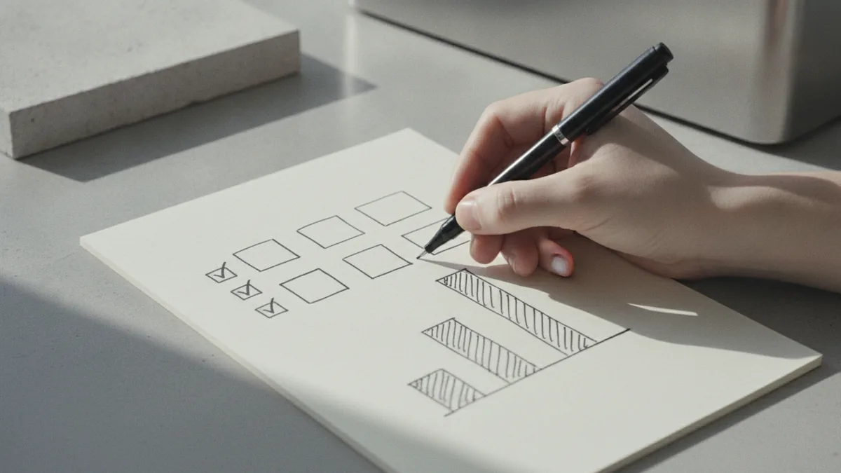 Build measurable skills Planner and pen showing measurable progress in digital marketing course work.