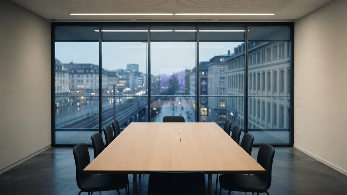 A quiet meeting room for planning Minimal European meeting room prepared for a business plan discussion