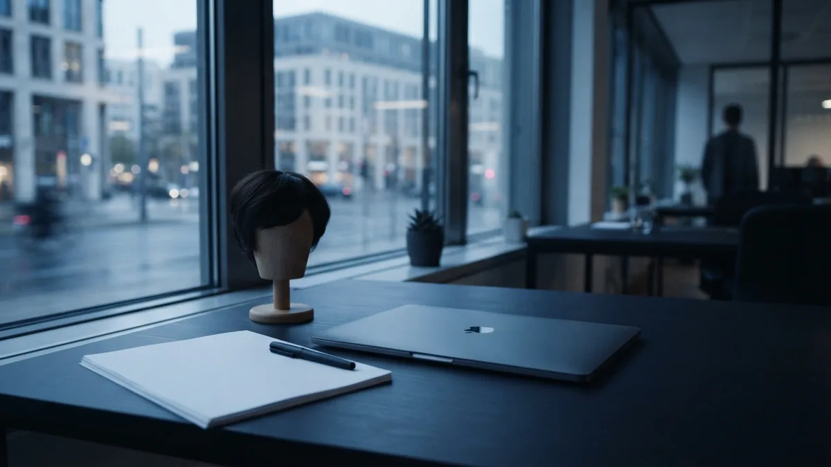 Plan the foundations of a wig business A quiet business workspace prepared for planning a wig shop