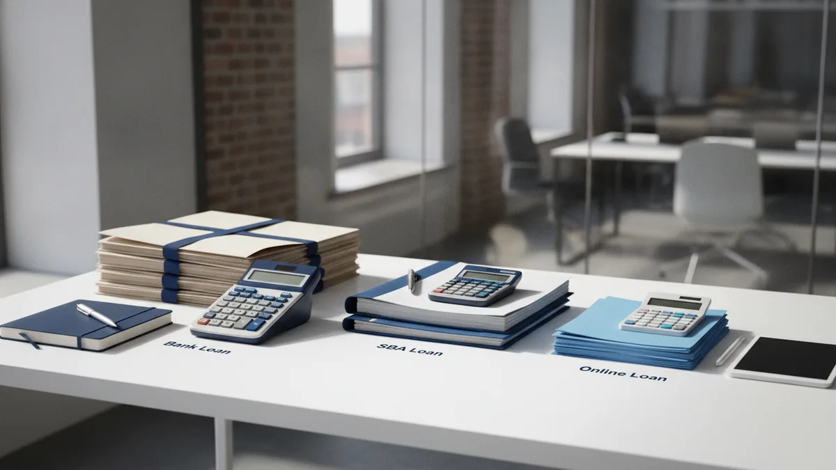 Comparison of bank, SBA, and online business loan rate options