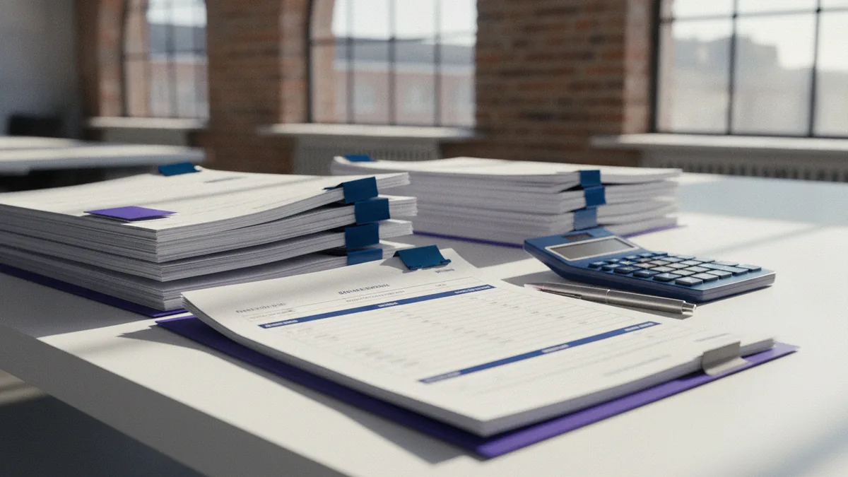Preparing for better loan terms Business owner preparing documents to seek better loan terms