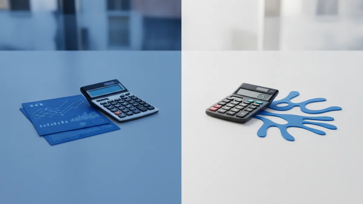 Comparing fixed and variable rates Fixed and variable business loan concepts shown with balanced finance tools