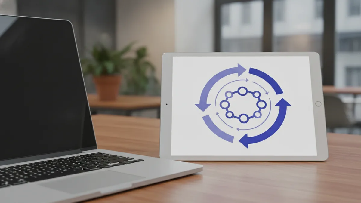 Circular iteration diagram representing business model innovation and testing loops.