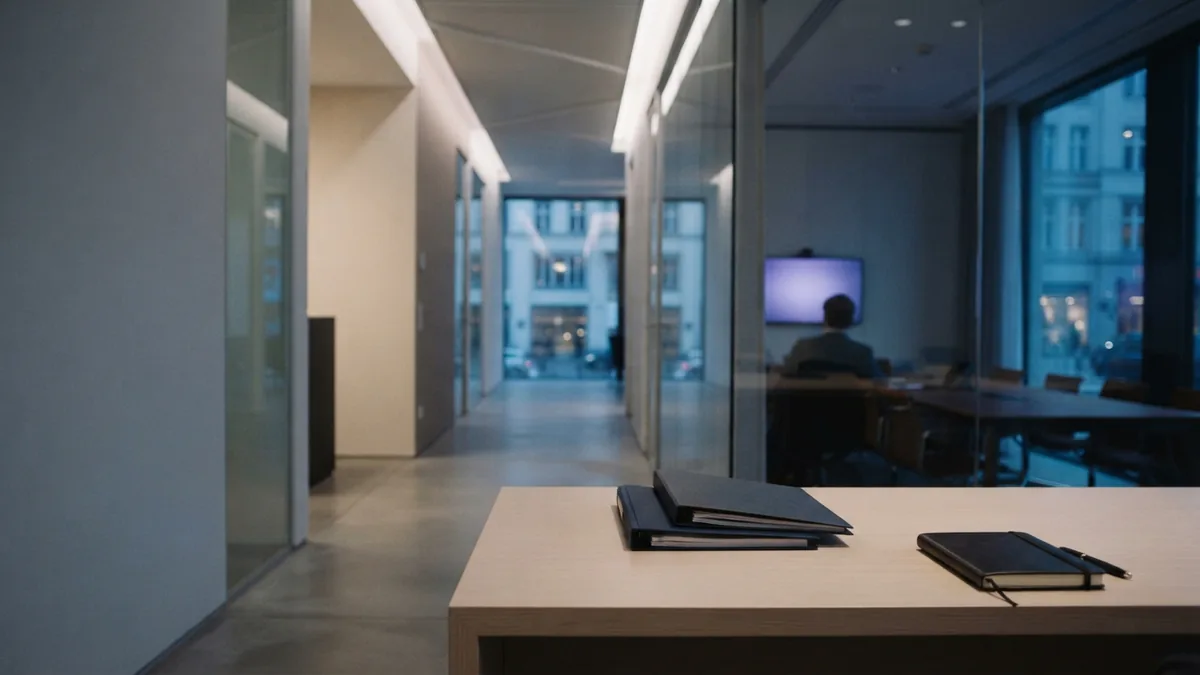 Quiet office corridor representing careful action after a missed tax deadline