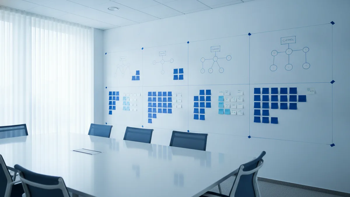 Team discussion in a meeting room about how consulting fees work