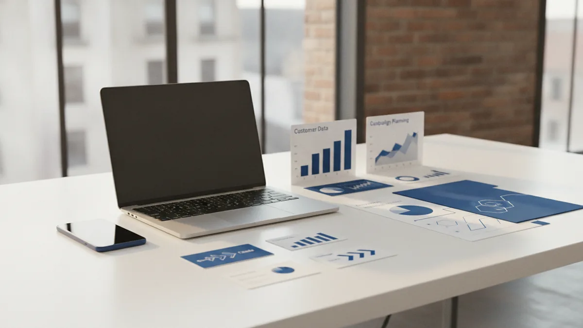 CRM customer data workflow with sales leads, follow-ups, and campaign results