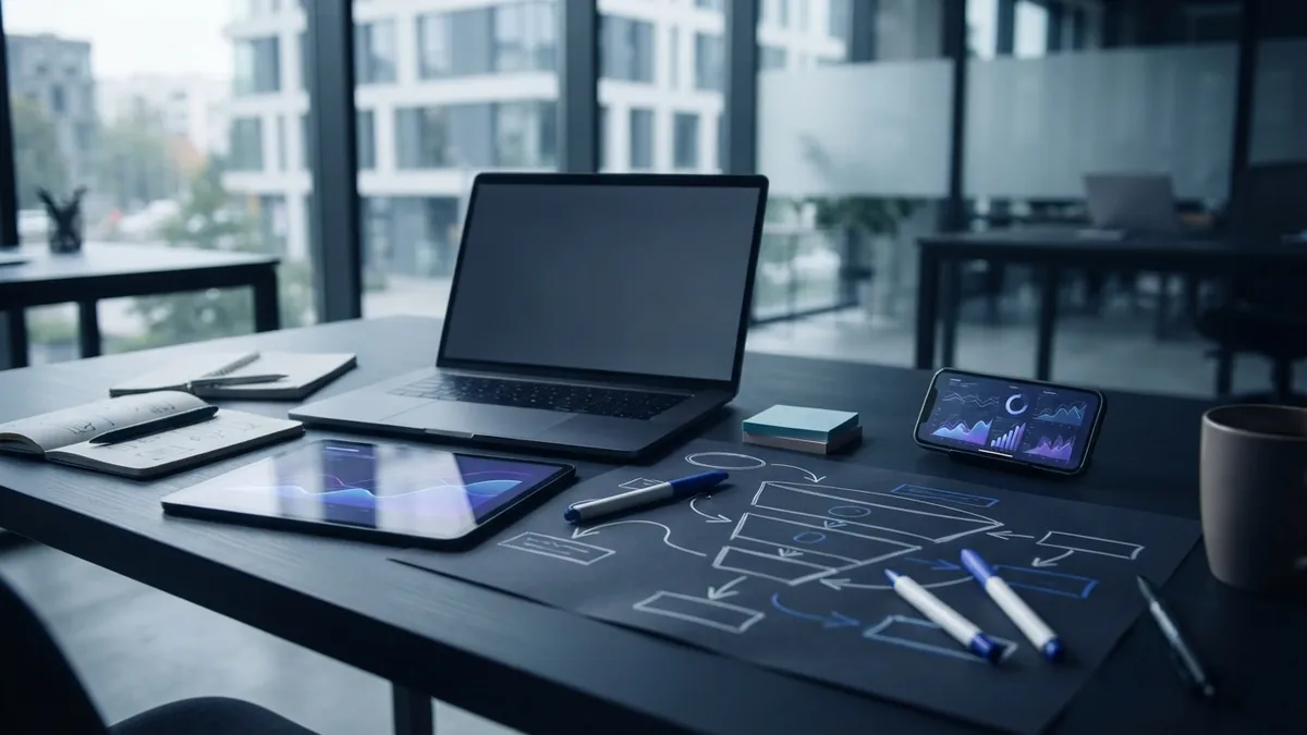 Digital marketing channels represented by connected devices and planning materials