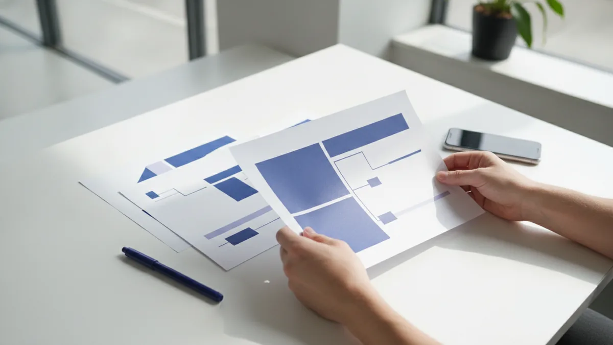 Reviewing a clear marketing plan and priorities on a desk