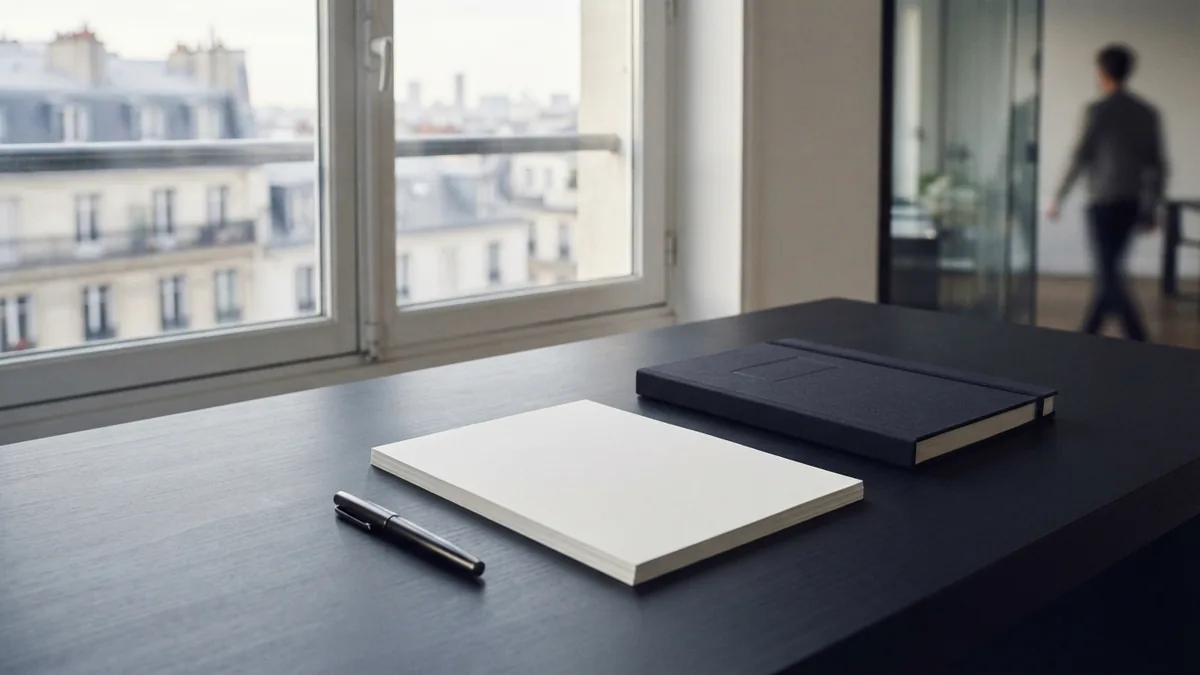 Plain planning materials on an office desk for setting up an employee-owned firm