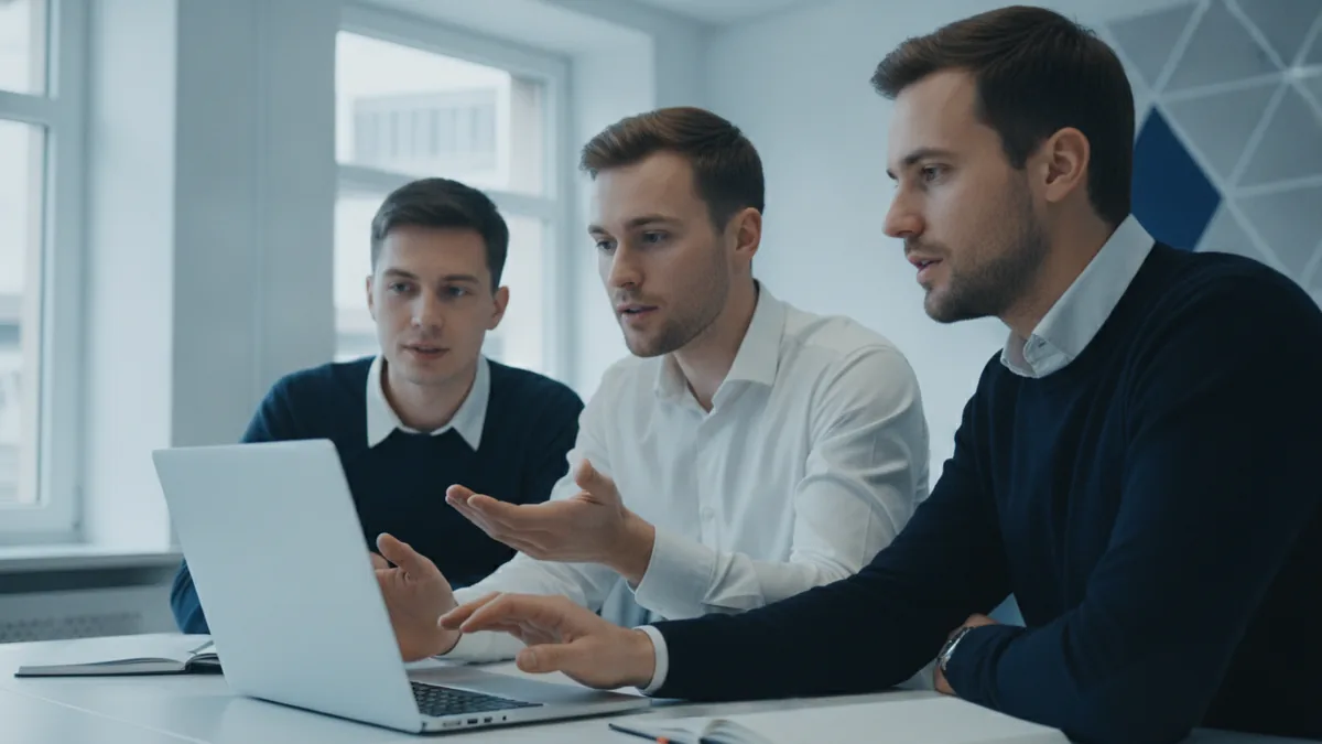 Clear status updates and open discussion in a team meeting