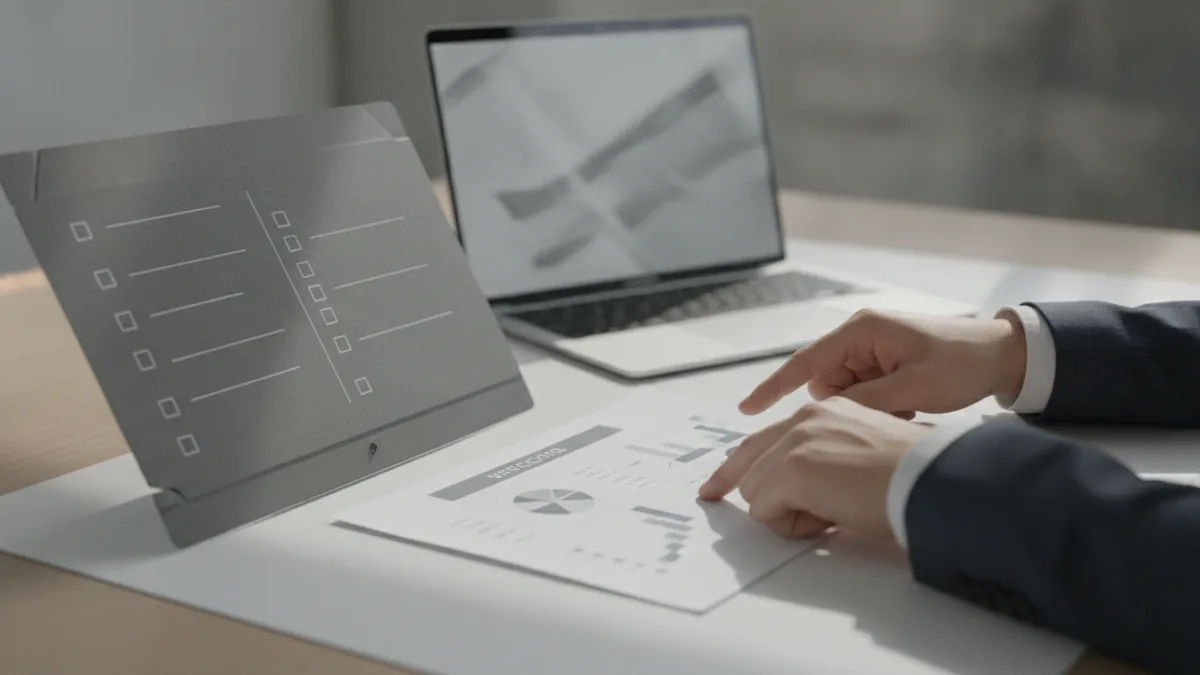 Buyer reviewing buying steps and financing details at a desk