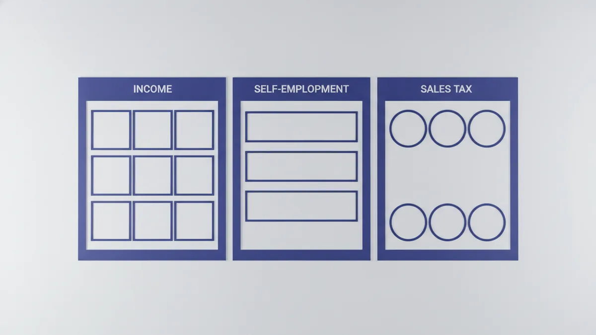 Blank chart layout showing categories for business taxes