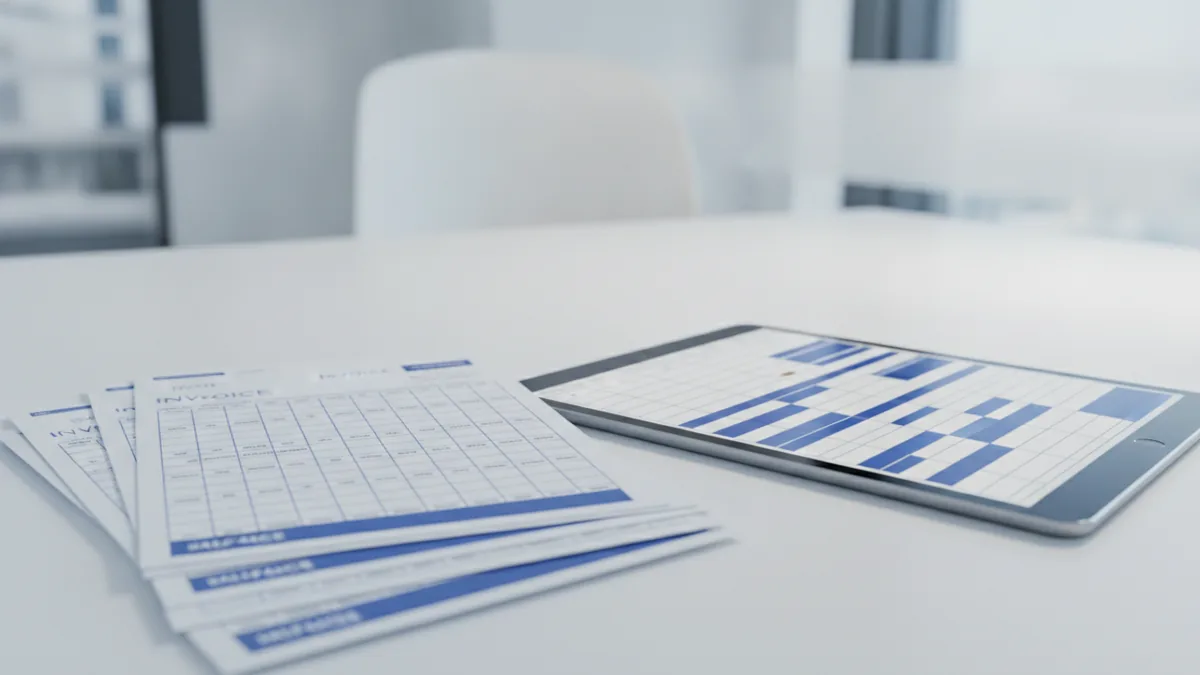 Invoices and spreadsheet layout for tracking business taxes