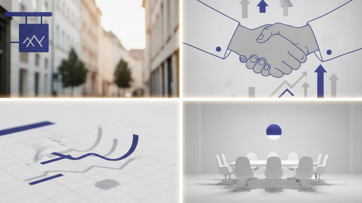 Visual cues representing sole proprietorship, partnership, LLC, and corporation steps