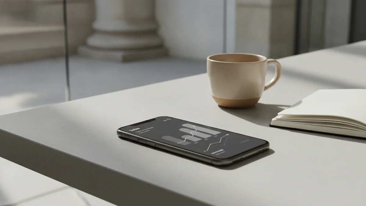 Everyday workspace suggesting sales progress and business tracking