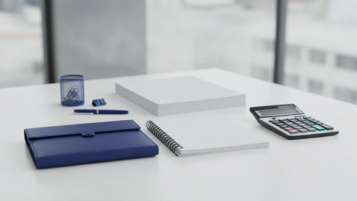 Keep records for tax prep Receipts and calculator arranged for tracking business expenses