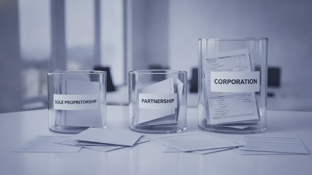 Pick the right tax setup Organized paperwork showing different business structures for tax filing