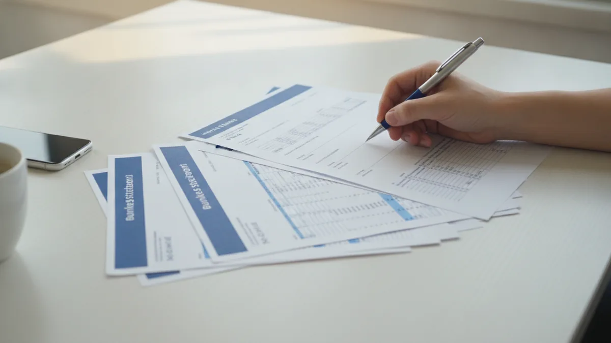 Invoices and bank records ready for year-end tax documentation