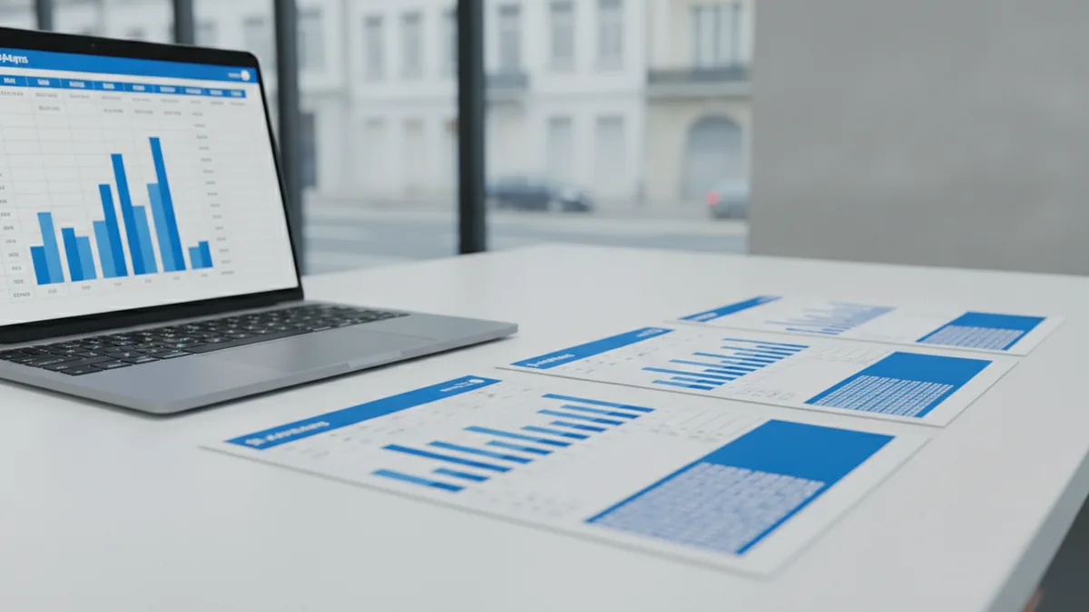 Laptop and printed forms for small business tax calculations