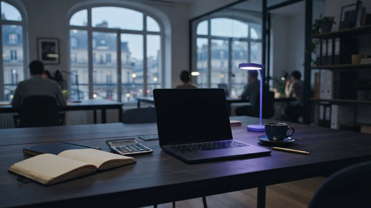 Organized office desk for preparing a business grant application