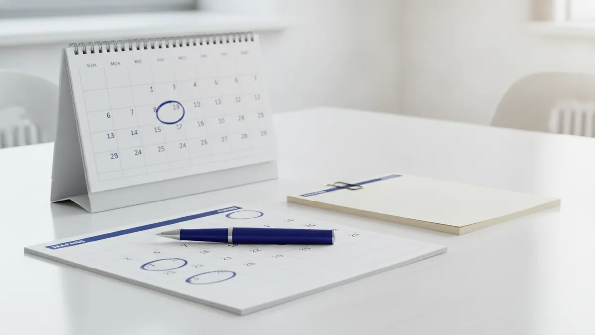 Organized checklist of funding milestones on a desk