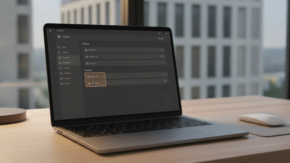 Checking recovery settings on a Windows 10 laptop to restart into startup tools