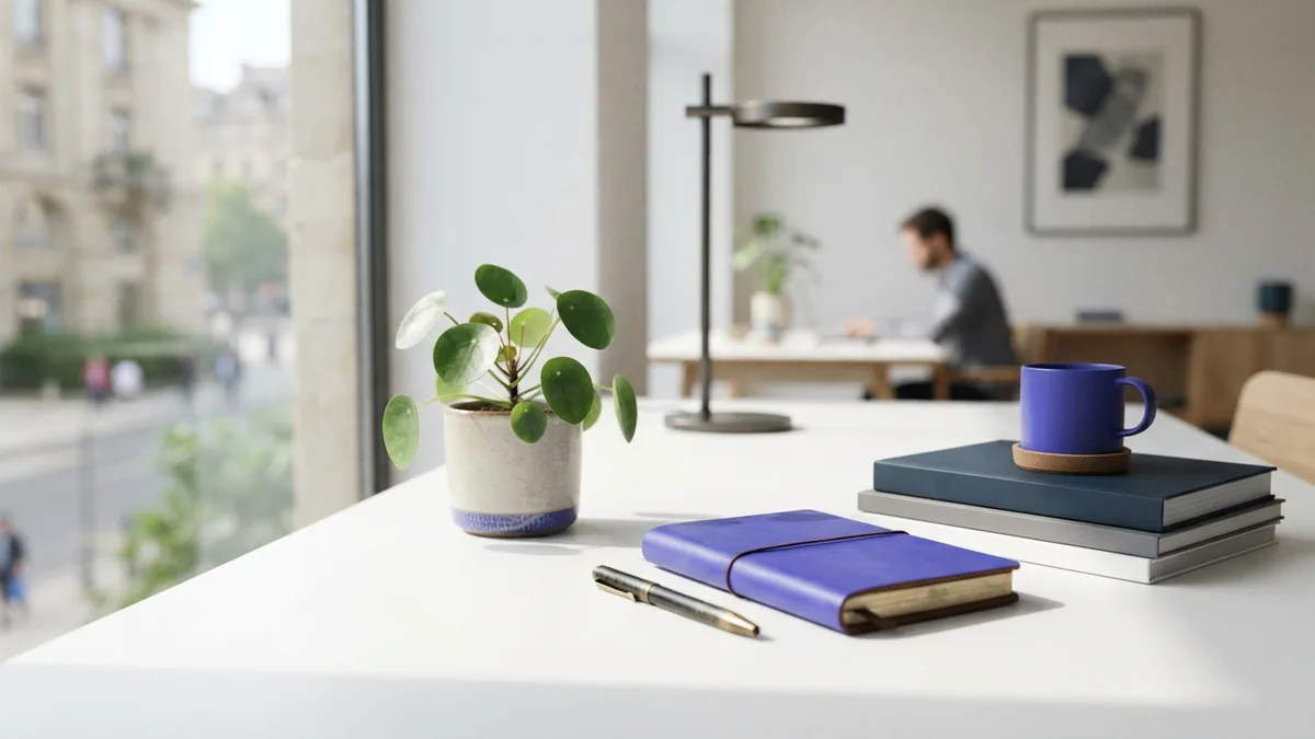 Close view of a shared workspace showing values through simple daily details