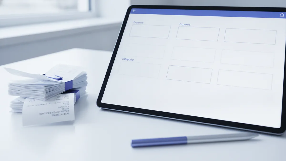 Document deductible expenses Receipts and expense categories organized for business deduction tracking