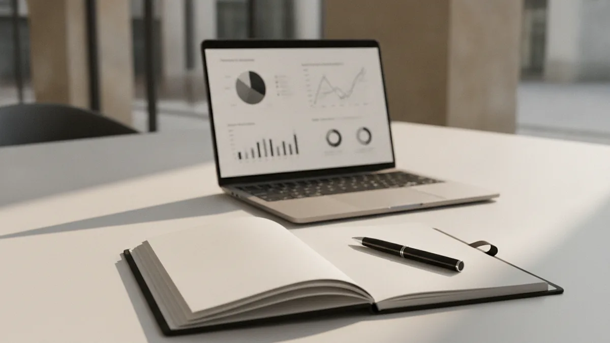 Market proof for lenders Notepad and laptop used to map customers, competition, and forecasts
