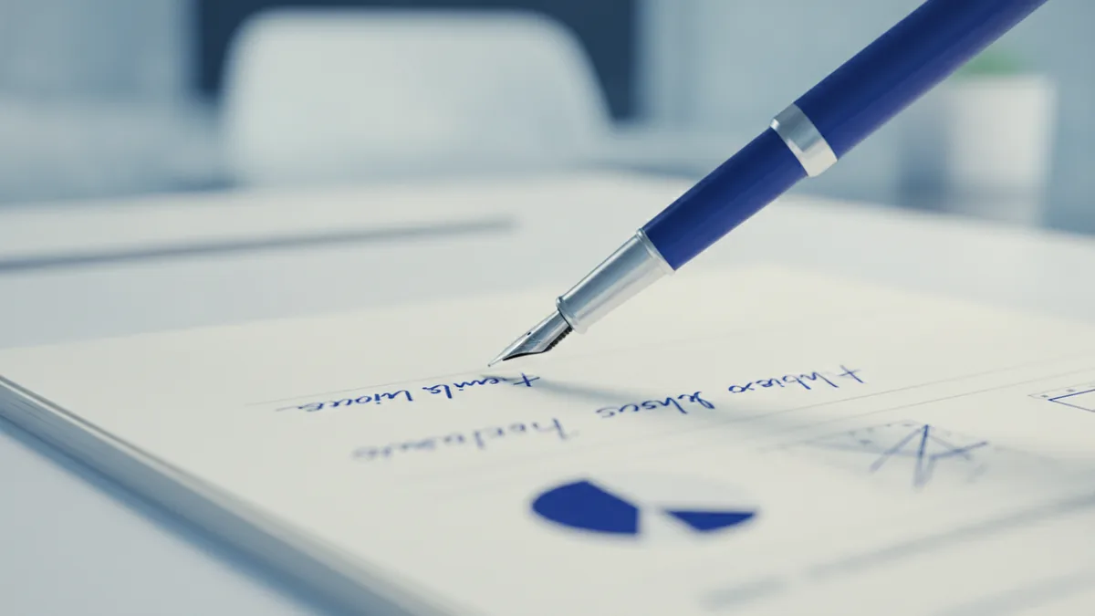 Executive summary that drives decisions Pen and document ready for an executive summary write-up