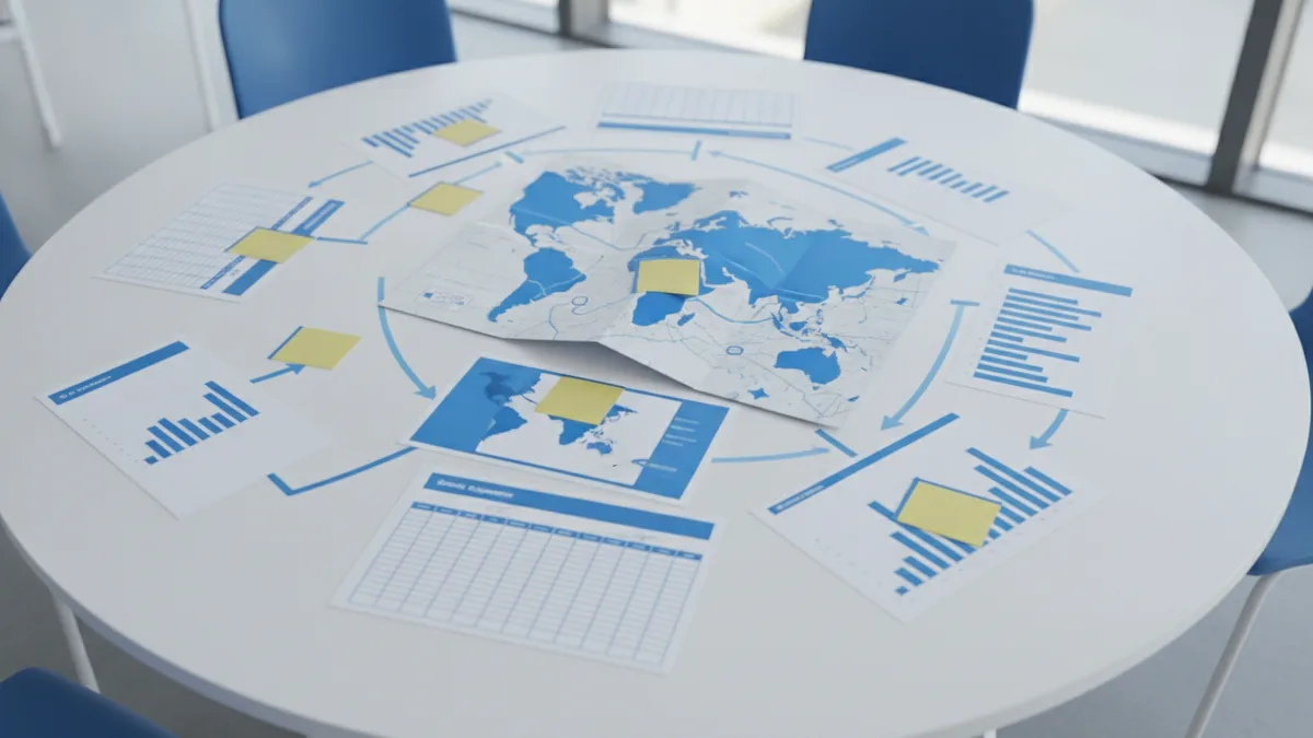 Market research materials showing target customers and competition factors