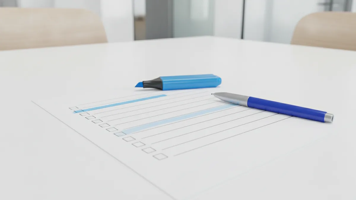 Reviewing and refining a business plan draft with pen and highlighter