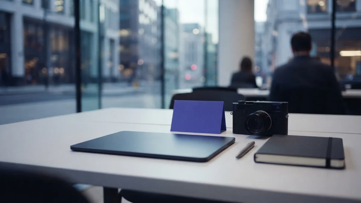 Clean business desk with branding materials ready for a polished Facebook Page