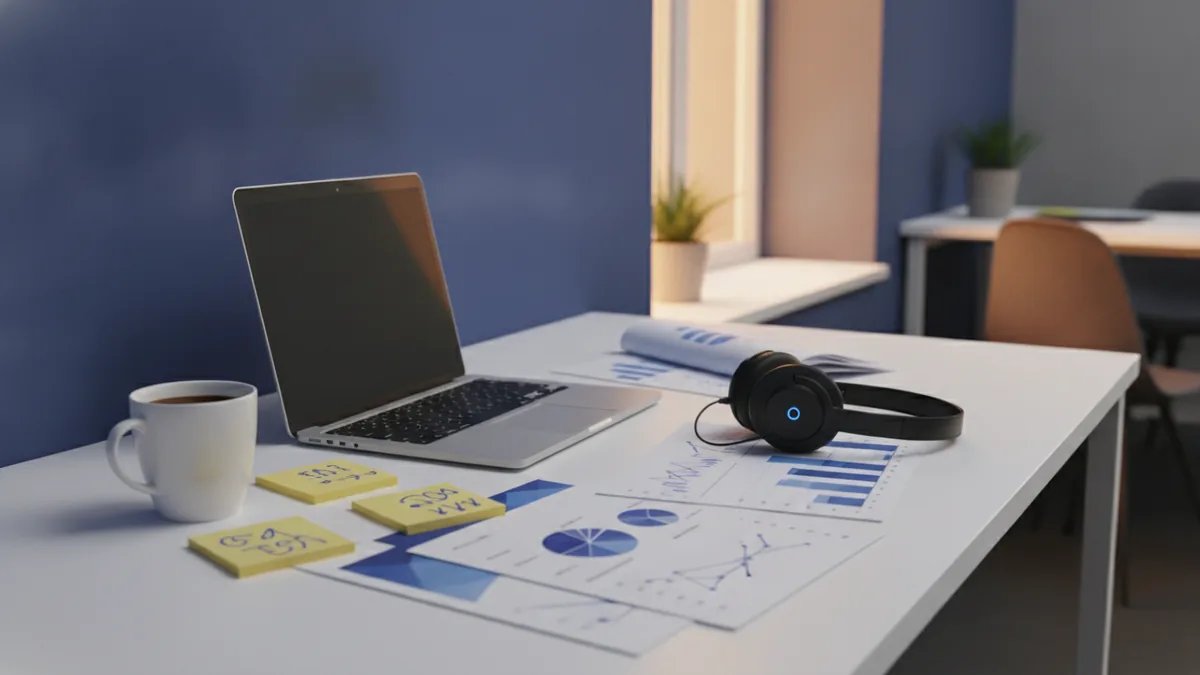 Freelancer working on digital marketing services from a home office