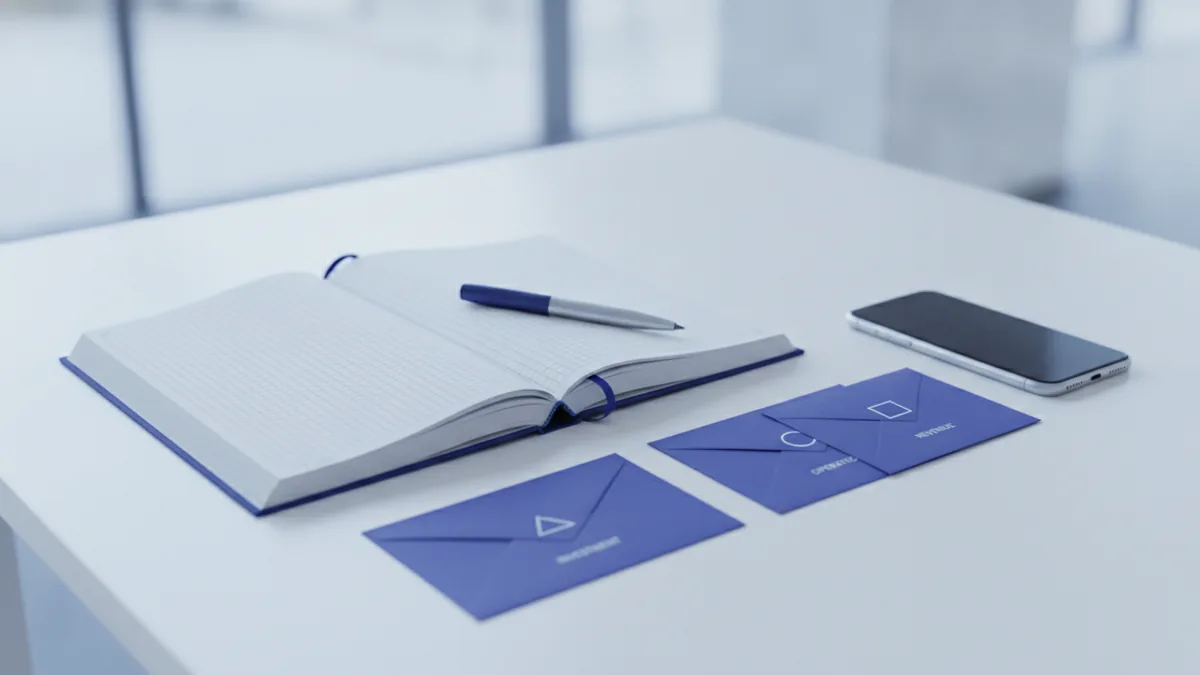 Organized accounting materials showing categories and record keeping.