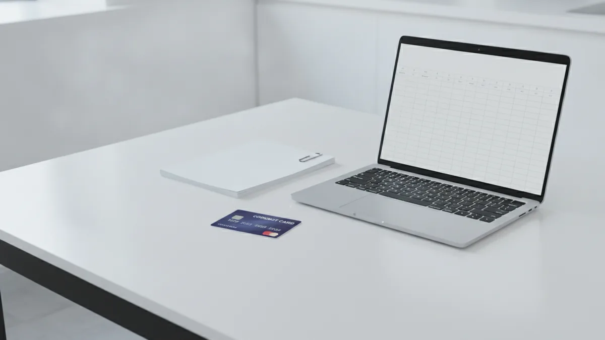 Business documents and laptop setup for organizing small business accounting.