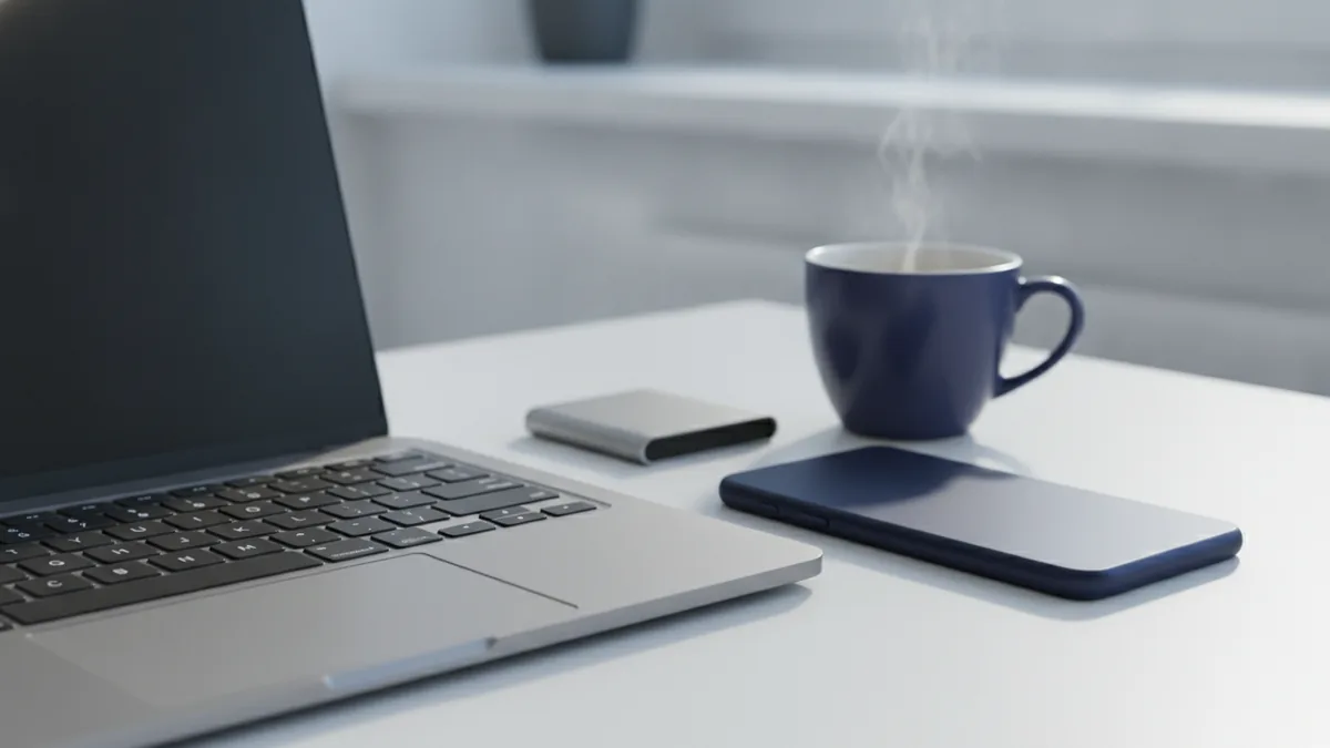 Laptop and devices representing accounting software workflows for small businesses.