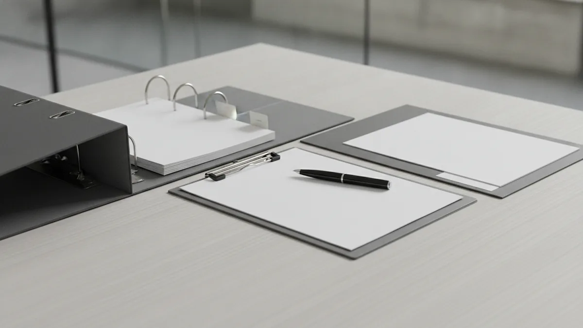 Organized files and documents used to confirm business registration details