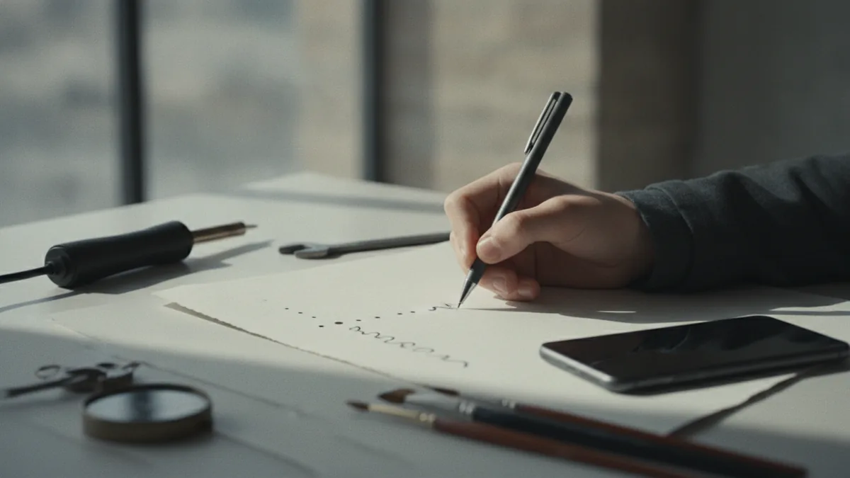 Teen reviewing strengths and choosing a business idea with a notebook