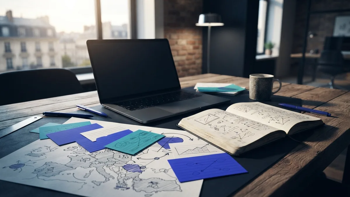 Market planning workspace for choosing a focused business consulting niche