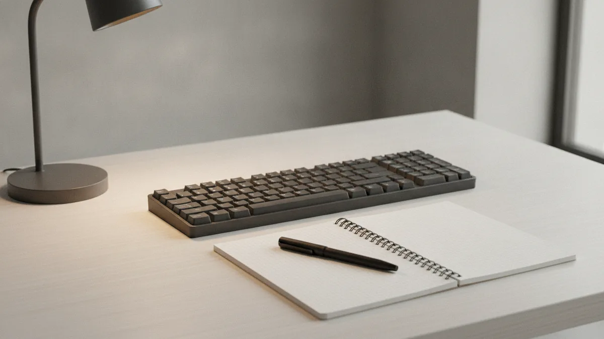 Account setup planning Writing notes next to a keyboard while setting up a business email account