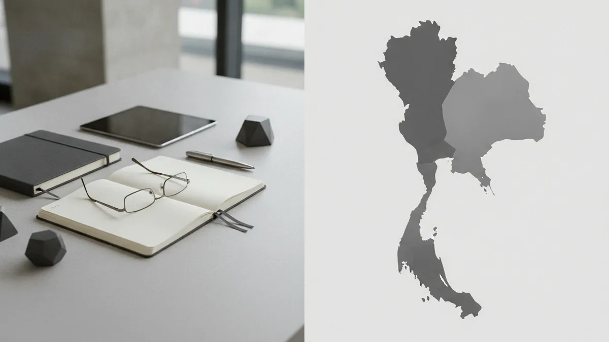 Organized desk planning for choosing the right business structure in Thailand.