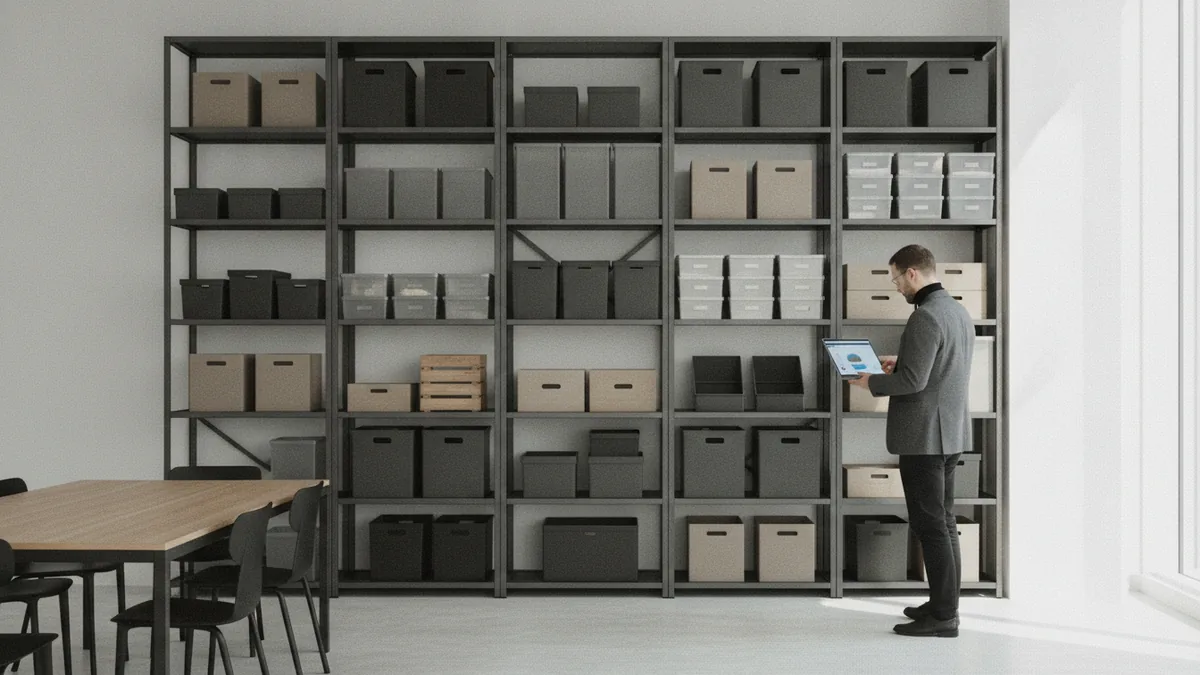 Researching product demand while organizing stored inventory for resale.