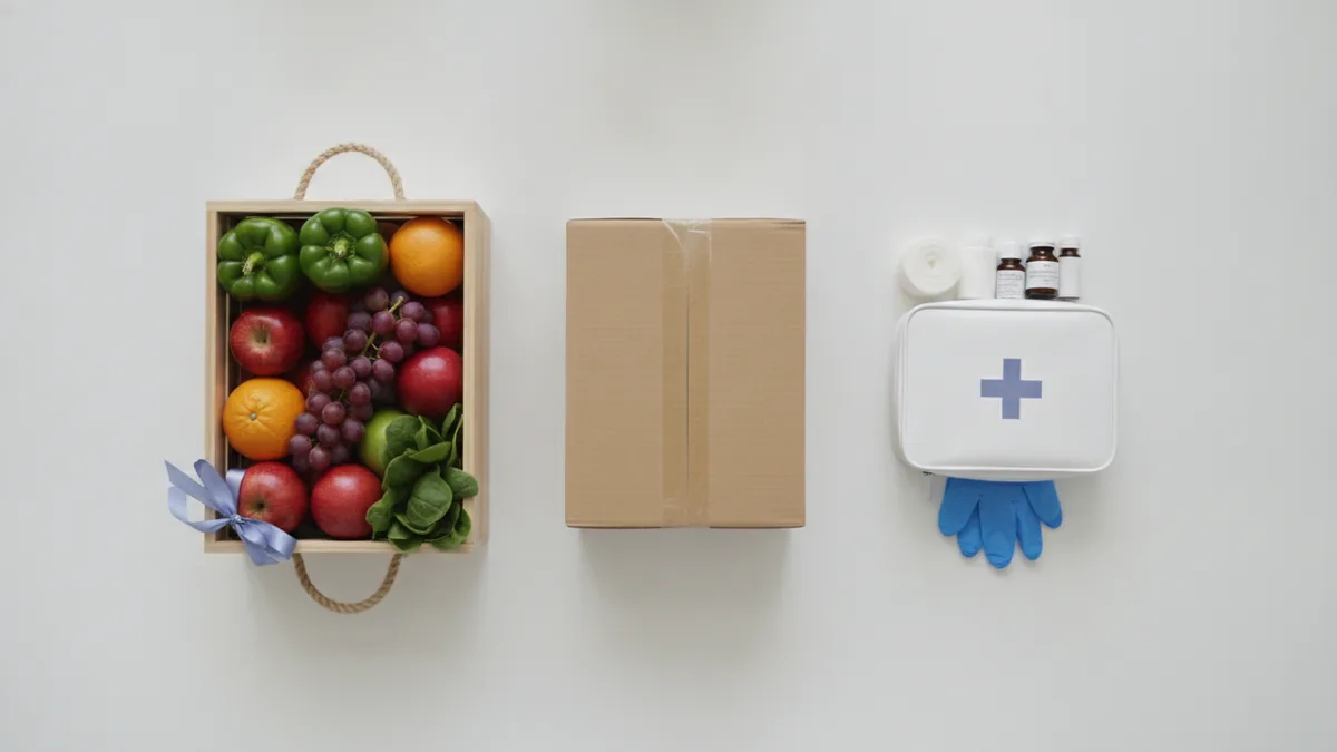 Different delivery niches shown with produce, packages, and medical supplies