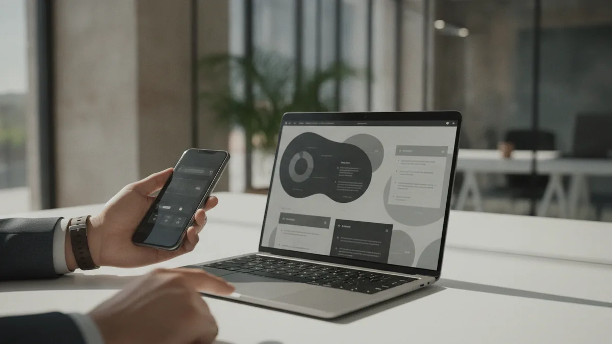 Devices and analytics concept for learning SEO and content marketing