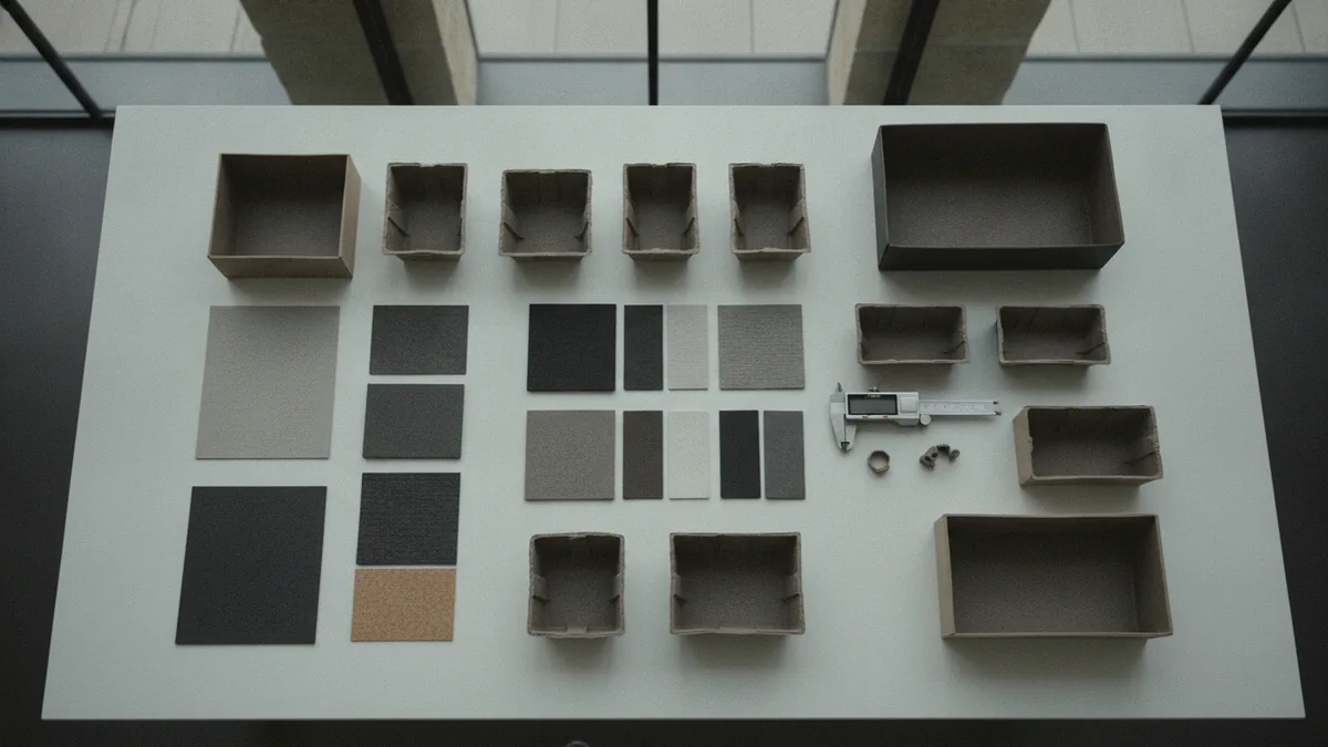 Founder testing materials and packaging prototypes during product validation.