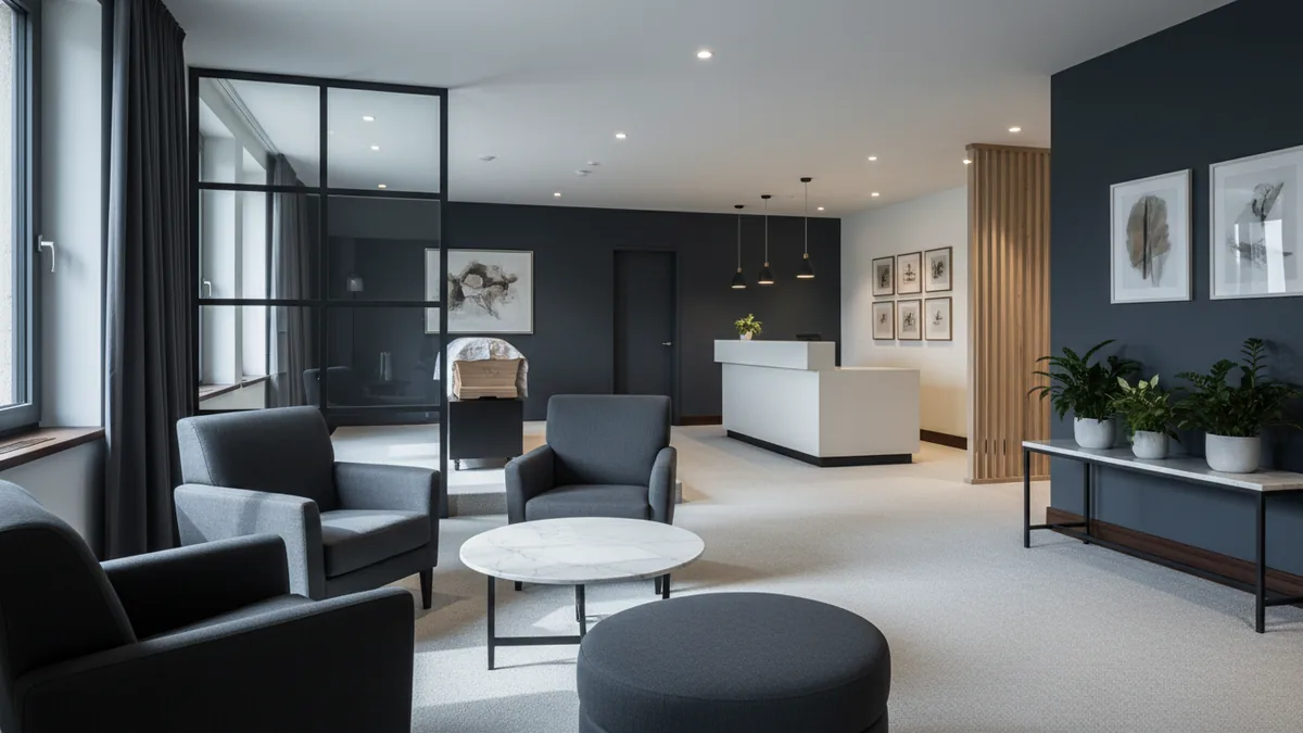 Private visitation room with seating and calm layout for families