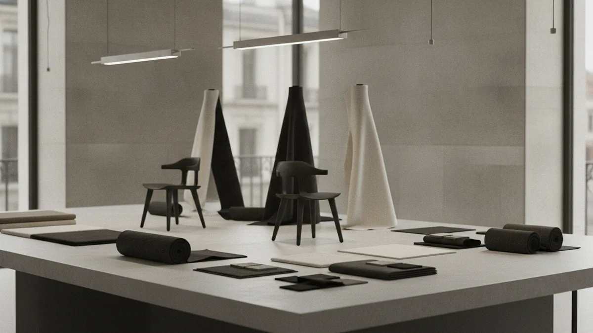 Assorted furniture materials and samples representing different buyer needs