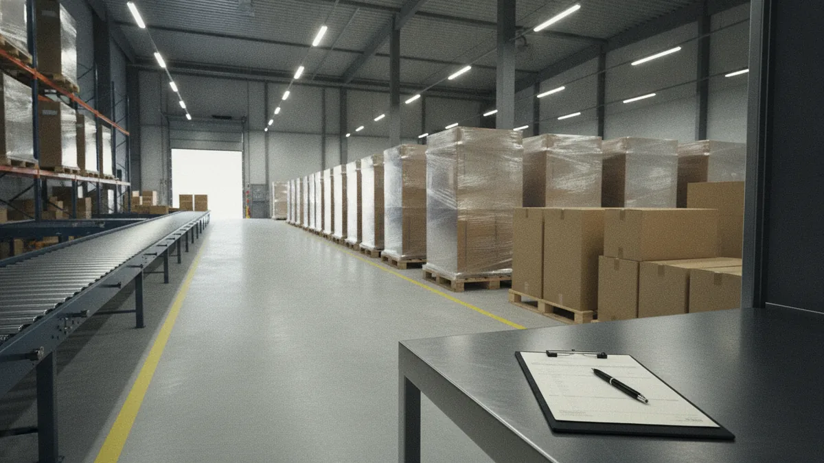 Bulk receiving Bulk supplier receiving with pallets and delivery paperwork for commissary stock