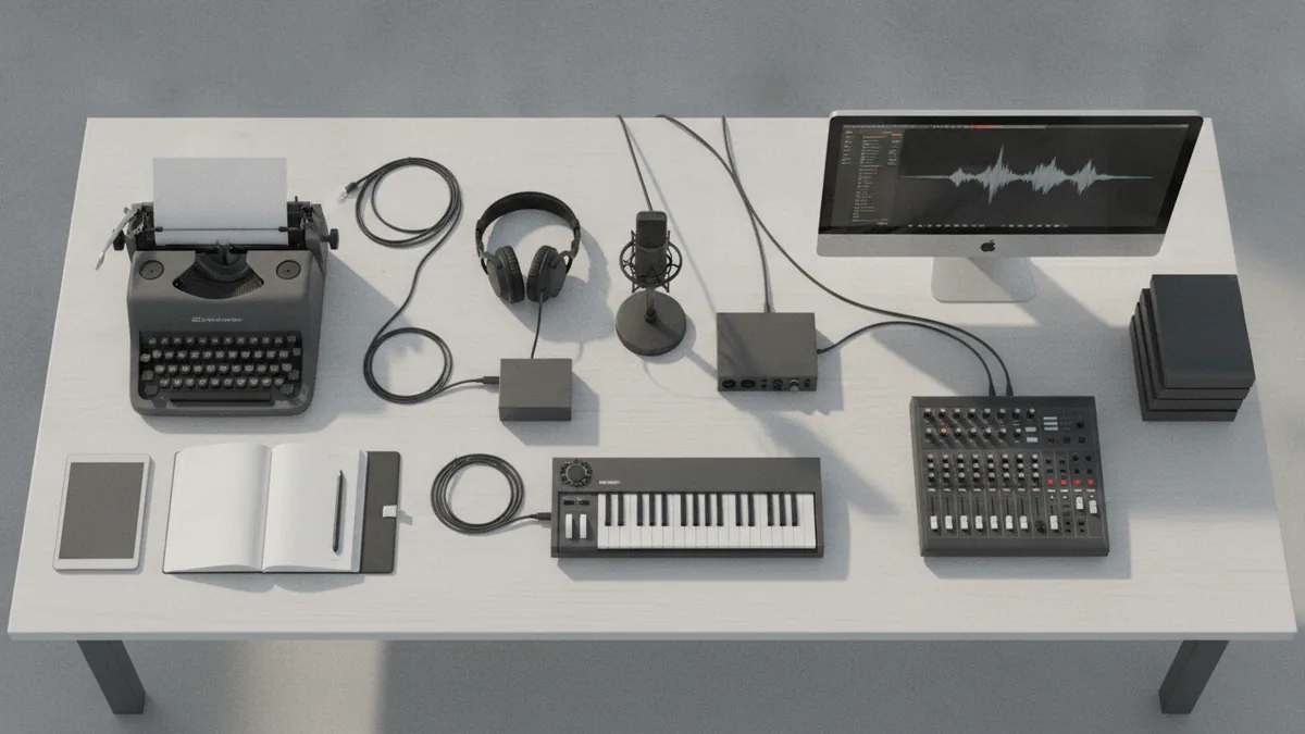 Audio studio setup representing music business models